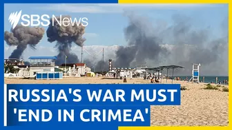 Panicked holidaymakers flee Crimea beach | SBS News