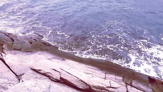 ON THE BEACH - VIEW FROM THE ROCKS - Cloudy Beach Ambience