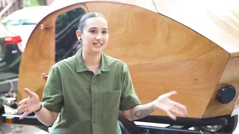 This woman built her very own teardrop trailer to travel and live in