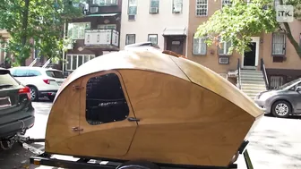 This woman built her very own teardrop trailer to travel and live in