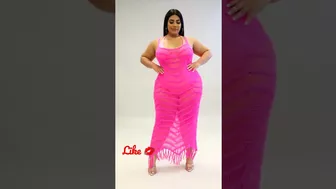 Glamorous ???????? models lifestyle curvy woman???? in pink cover up style. plus size women beauty fashion.