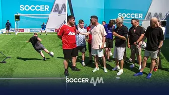 Man United fans take on Soccer AM in the Volley Challenge ????