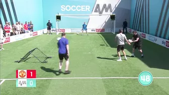 Man United fans take on Soccer AM in the Volley Challenge ????