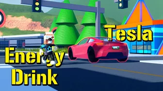 Energy Drink vs Tesla Roadster & Model 3 Reversing in Roblox Jailbreak