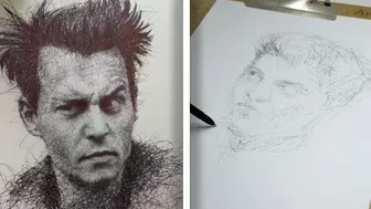 Artist Creates Incredible Celebrity Portraits Using Scribbles