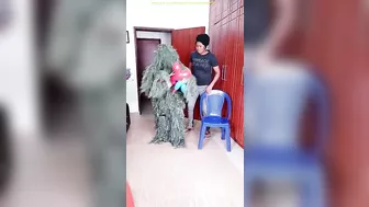 FUNNY VIDEO GHILLIE SUIT TROUBLEMAKER PRANK try not to laugh Family The Honest Comedy Busy Fun Ltd