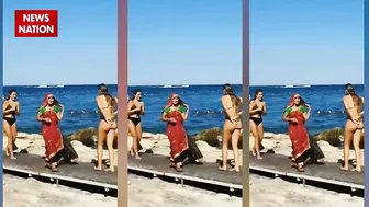 bikni girls on beach : बिकनी पहनी लड़कियों के बीच लहंगे वाली लड़की ने किया कमाल। lahnga girl beach