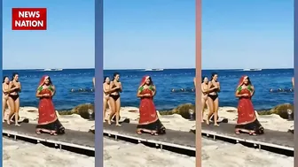 bikni girls on beach : बिकनी पहनी लड़कियों के बीच लहंगे वाली लड़की ने किया कमाल। lahnga girl beach