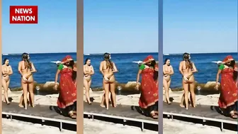 bikni girls on beach : बिकनी पहनी लड़कियों के बीच लहंगे वाली लड़की ने किया कमाल। lahnga girl beach