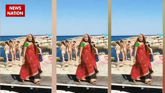 bikni girls on beach : बिकनी पहनी लड़कियों के बीच लहंगे वाली लड़की ने किया कमाल। lahnga girl beach