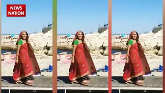 bikni girls on beach : बिकनी पहनी लड़कियों के बीच लहंगे वाली लड़की ने किया कमाल। lahnga girl beach