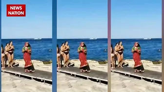 bikni girls on beach : बिकनी पहनी लड़कियों के बीच लहंगे वाली लड़की ने किया कमाल। lahnga girl beach