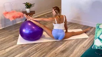 Splits with a Ball to Increase Mobility and Flexibility. Stretching, Strengthening Drills, Yoga