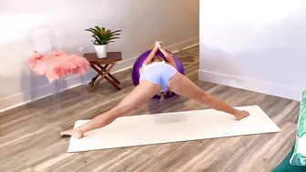 Splits with a Ball to Increase Mobility and Flexibility. Stretching, Strengthening Drills, Yoga