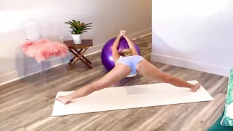 Splits with a Ball to Increase Mobility and Flexibility. Stretching, Strengthening Drills, Yoga