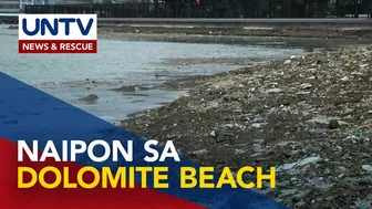 Tambak na basura, naipon sa dolomite beach sa Manila Bay matapos ang bagyo