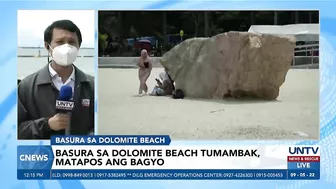 Tambak na basura, naipon sa dolomite beach sa Manila Bay matapos ang bagyo