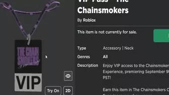 FREE ACCESSORY! HOW TO GET VIP Pass! (ROBLOX The Chainsmokers Concert Experience Event)