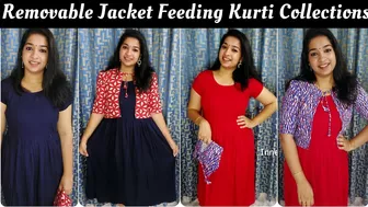 Jacket Model Feeding Kurtis | Removable Jacket | All India Shipping