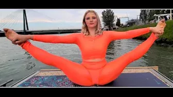 Contortion, gymnastics - Stretches. Yoga poses and oversplit stretching