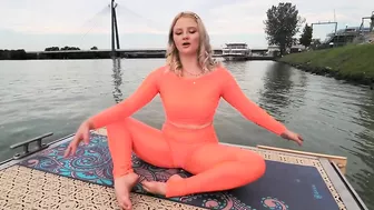 Contortion, gymnastics - Stretches. Yoga poses and oversplit stretching