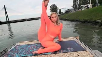 Contortion, gymnastics - Stretches. Yoga poses and oversplit stretching