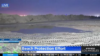 Long Beach crews work to protect beaches during storm