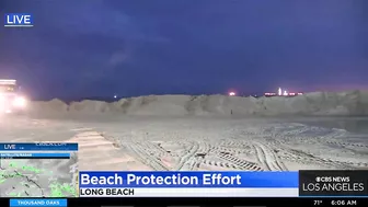 Long Beach crews work to protect beaches during storm