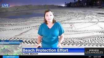 Long Beach crews work to protect beaches during storm