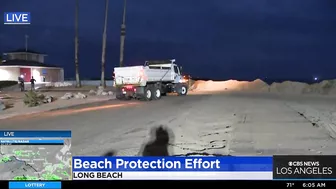 Long Beach crews work to protect beaches during storm