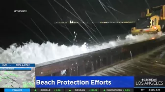 Long Beach crews work to protect beaches during storm