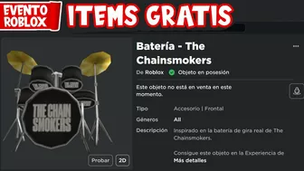 CONSIGUE BATERIA de THE CHAINSMOKERS GRATIS en ROBLOX | EVENTO ROBLOX X THE CHAINSMOKERS