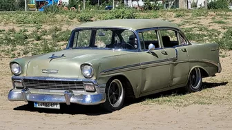 Great 1956 Chevy Bel Air from Slovenia on Roll N Flat Beach Race 2022 Caorle Venice Italy