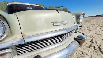 Great 1956 Chevy Bel Air from Slovenia on Roll N Flat Beach Race 2022 Caorle Venice Italy