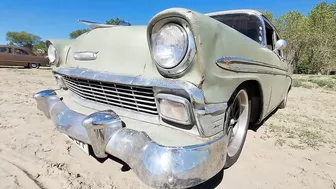 Great 1956 Chevy Bel Air from Slovenia on Roll N Flat Beach Race 2022 Caorle Venice Italy