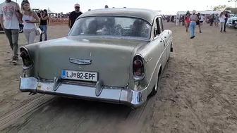 Great 1956 Chevy Bel Air from Slovenia on Roll N Flat Beach Race 2022 Caorle Venice Italy