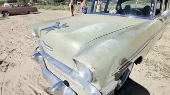 Great 1956 Chevy Bel Air from Slovenia on Roll N Flat Beach Race 2022 Caorle Venice Italy