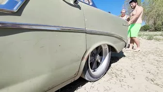 Great 1956 Chevy Bel Air from Slovenia on Roll N Flat Beach Race 2022 Caorle Venice Italy