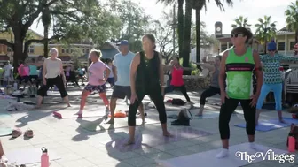 Practicing Yoga on the Square in The Villages, FL