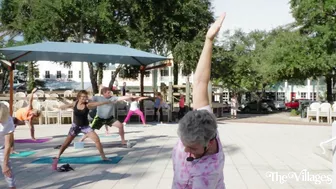 Practicing Yoga on the Square in The Villages, FL