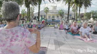 Practicing Yoga on the Square in The Villages, FL