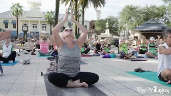 Practicing Yoga on the Square in The Villages, FL