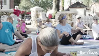 Practicing Yoga on the Square in The Villages, FL