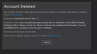 My Roblox Account got Deleted