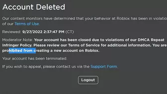 My Roblox Account got Deleted