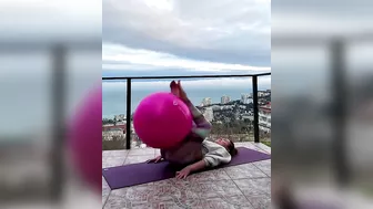 Yoga Ball Stretching _ legs flexible WITH pink YOGA BALL