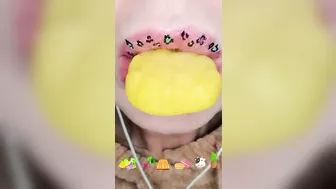 ASMR Eating Satisfying Emoji Food Challenge Cake Pop Jelly Straw Macaron Mukbang 먹방