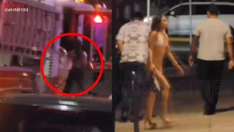 Bikini Clad Woman Get Off SJ Fire Truck straight into a Strip Club