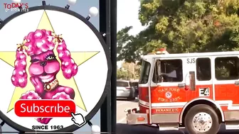 Bikini Clad Woman Get Off SJ Fire Truck straight into a Strip Club