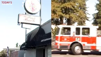 Bikini Clad Woman Get Off SJ Fire Truck straight into a Strip Club